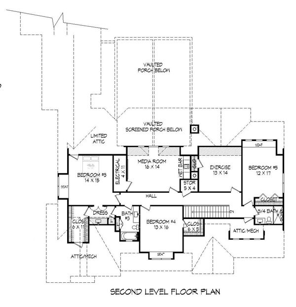 House Blueprint - Traditional Floor Plan - Upper Floor Plan #932-212