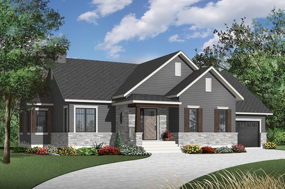 Exterior - Front Elevation 3 for Country House Plan #23-2570 - 2 bed, 1 bath