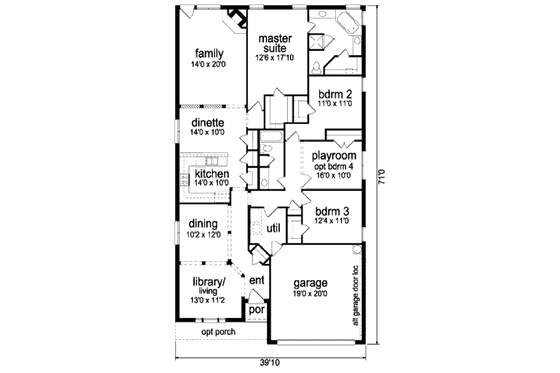 Floor Plan - Main Floor for Traditional House Plan #84-367 - 3 bed, 2 bath