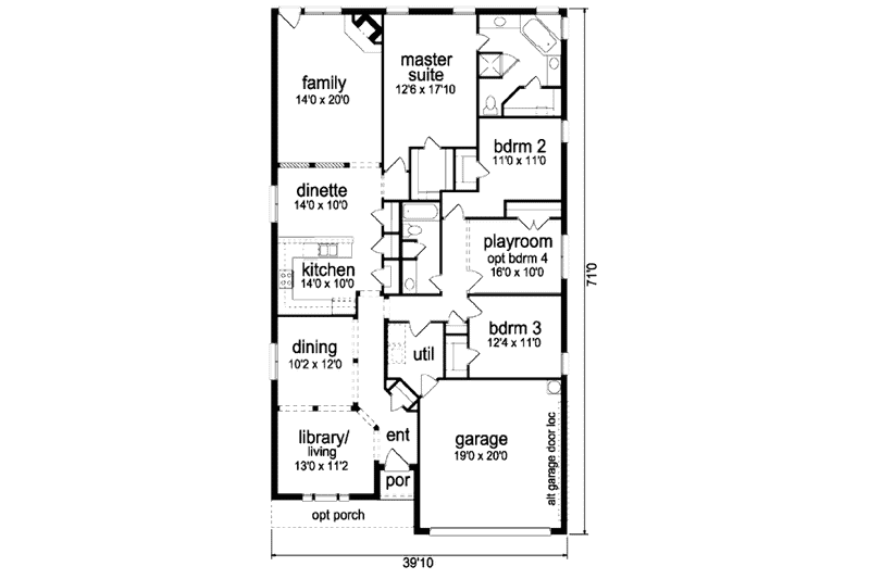 Home Plan - Floor Plan - Main Floor for Traditional House Plan #84-367 - 3 bed, 2 bath