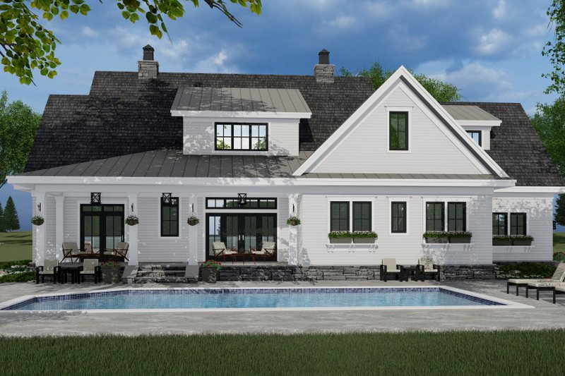 House Blueprint - Exterior - Rear Elevation 2 for Farmhouse House Plan #51-1155 - 4 bed, 3.5 bath