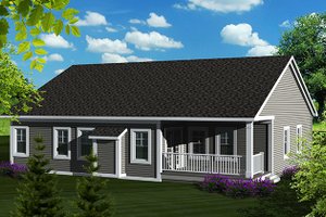 Exterior - Rear Elevation for Traditional House Plan #70-1131 - 3 bed, 2 bath