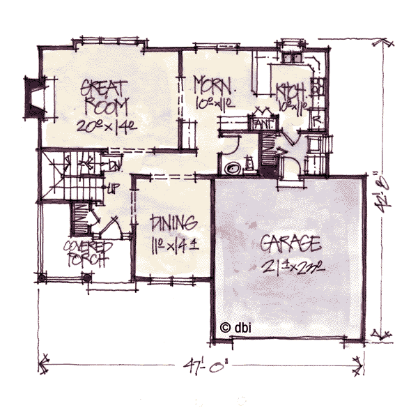 Architectural House Design - Craftsman Floor Plan - Main Floor Plan #20-250
