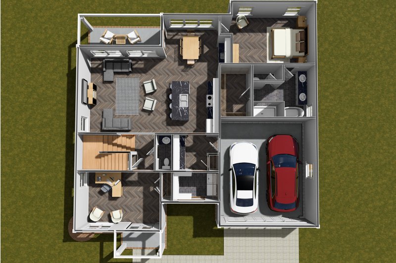 House Design - Floor Plan - Main Floor 1 for Farmhouse House Plan #513-2311 - 3 bed, 2.5 bath