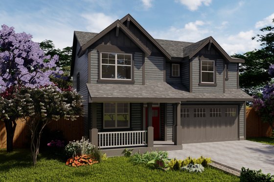 Exterior - Front Elevation for Craftsman House Plan #53-505 - 4 bed, 2.5 bath