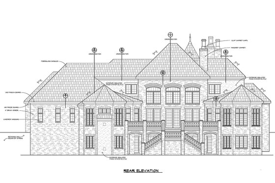 Exterior - Rear Elevation 1 for European House Plan #20-2318 - 4 bed, 4.5 bath