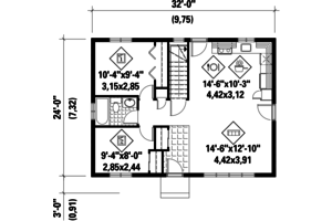 Floor Plan - Main Floor for Ranch House Plan #25-4303 - 2 bed, 1 bath