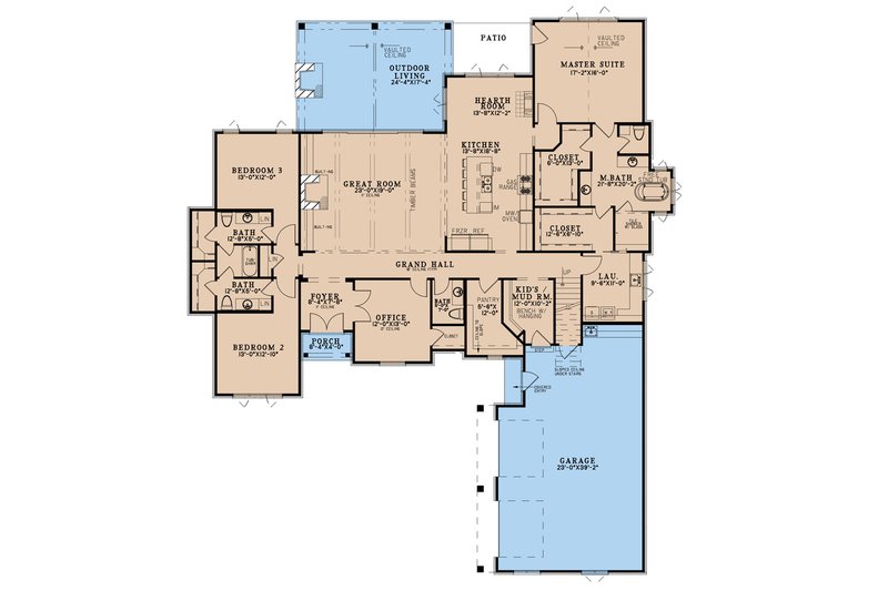 House Plan Design - Floor Plan - Main Floor for European House Plan #923-335 - 3 bed, 3.5 bath
