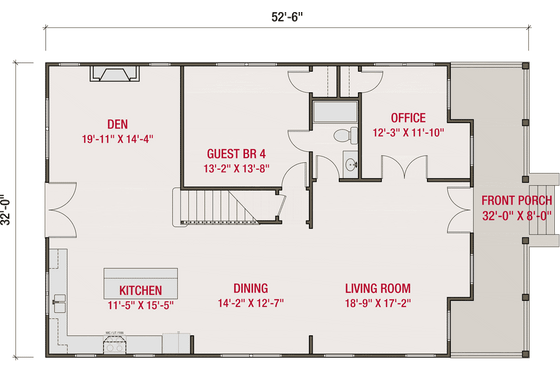 Floor Plan - Main Floor for Farmhouse House Plan #461-93 - 4 bed, 3 bath