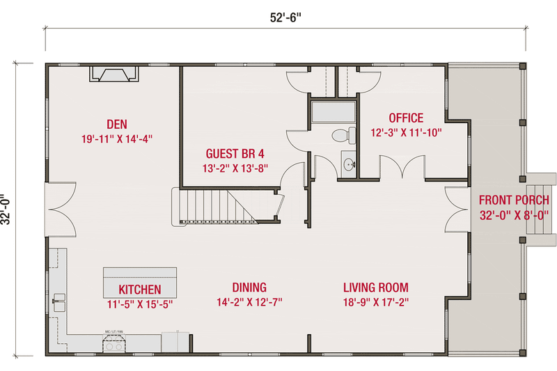 Dream House Plan - Floor Plan - Main Floor for Farmhouse House Plan #461-93 - 4 bed, 3 bath