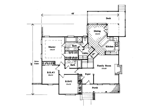 Floor Plan - Main Floor for Traditional House Plan #41-121 - 3 bed, 2 bath