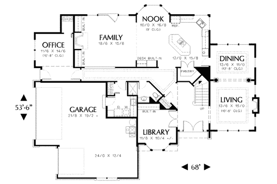 Floor Plan - Main Floor for Traditional House Plan #48-140 - 5 bed, 3 bath