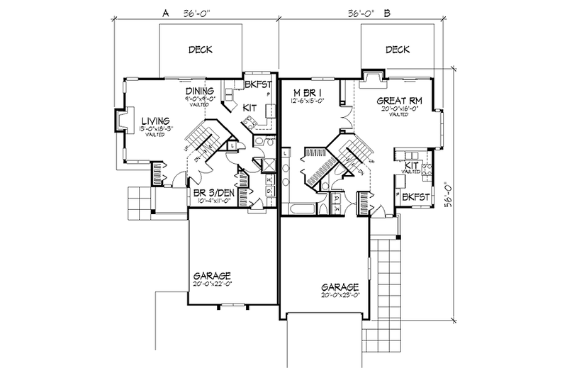 Home Plan - Floor Plan - Main Floor for Traditional House Plan #320-443 - 2 bed, 2.5 bath