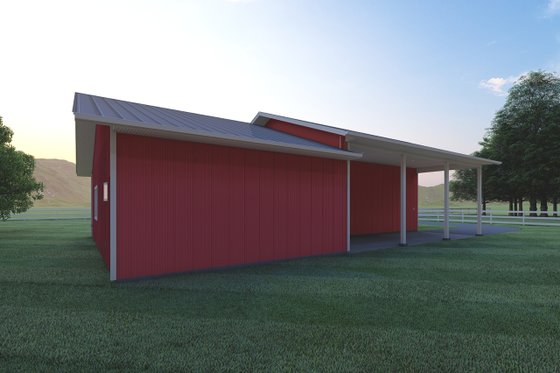 Exterior - Rear Elevation for Ranch House Plan #126-205, 0.5 bath