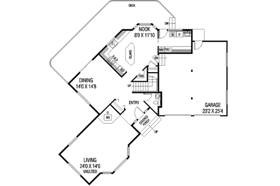 Floor Plan - Main Floor for Traditional House Plan #60-319 - 3 bed, 2.5 bath