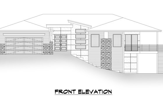 Exterior - Front Elevation 3 for Contemporary House Plan #1066-123 - 3 bed, 3.5 bath