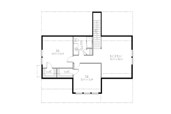 Floor Plan - Upper Floor for Bungalow House Plan #423-24 - 3 bed, 2.5 bath
