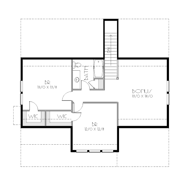 Bungalow Floor Plan - Upper Floor Plan #423-24