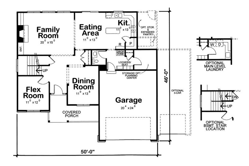 Home Plan - Floor Plan - Main Floor for Traditional House Plan #20-2090 - 4 bed, 2.5 bath