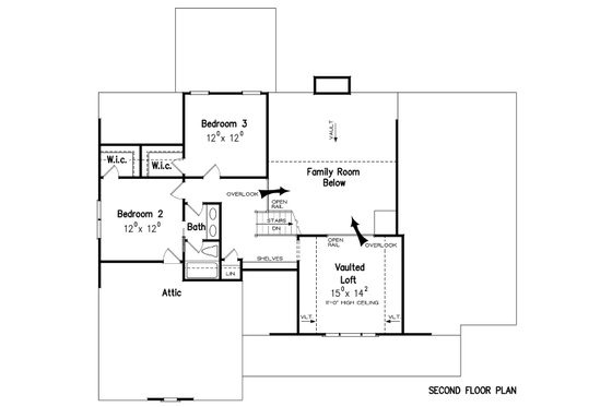 Floor Plan - Upper Floor for Craftsman House Plan #927-25 - 4 bed, 3 bath
