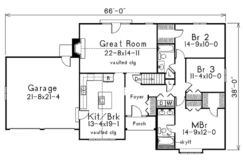 House Plan Design - Floor Plan - Main Floor for Traditional House Plan #57-200 - 3 bed, 2 bath