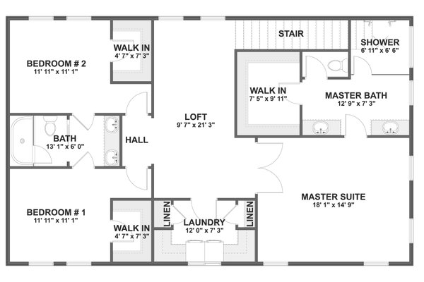 Dream House Plan - Floor Plan - Upper Floor for Barndominium House Plan #1060-497 - 3 bed, 2.5 bath