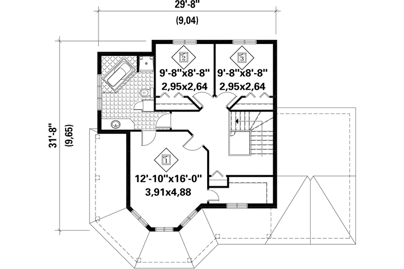 Dream House Plan - Floor Plan - Upper Floor for Victorian House Plan #25-4768 - 3 bed, 1 bath