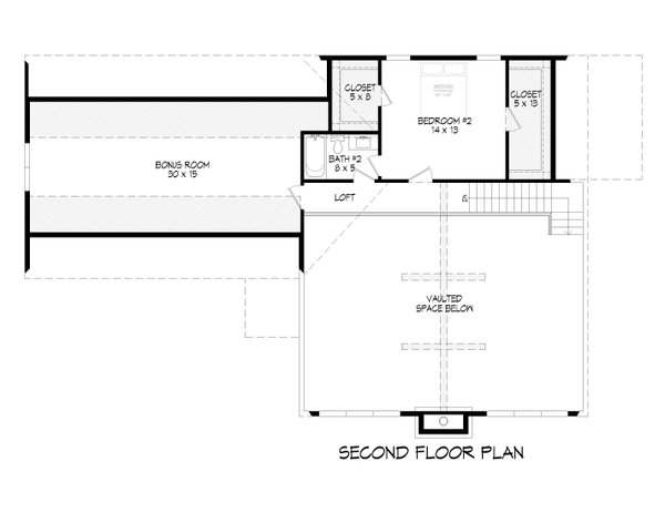 Southern Floor Plan - Upper Floor Plan #932-858