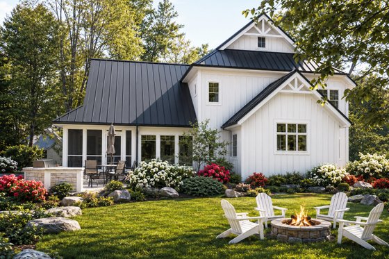 Exterior - Rear Elevation for Farmhouse House Plan #928-425 - 3 bed, 2.5 bath