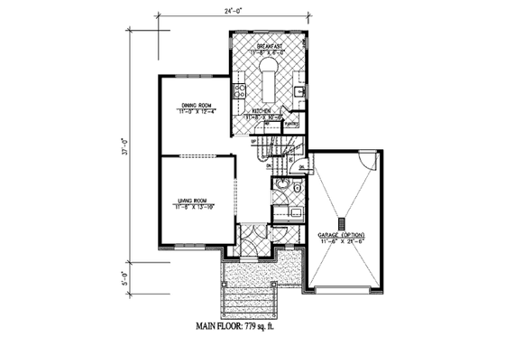 Floor Plan - Main Floor for Country House Plan #138-307 - 3 bed, 1.5 bath
