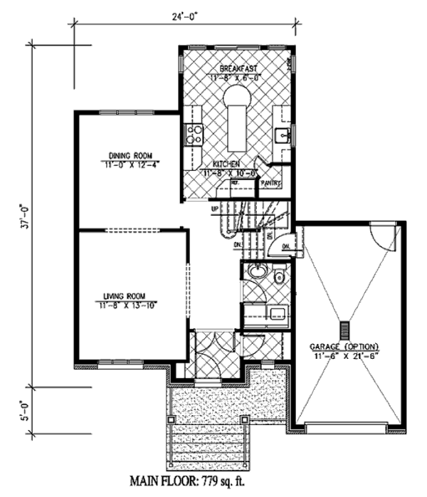 Floor Plan - Main Floor for Country House Plan #138-307 - 3 bed, 1.5 bath