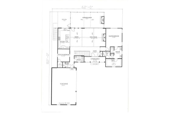 Floor Plan - Main Floor for Farmhouse House Plan #437-126 - 4 bed, 4 bath