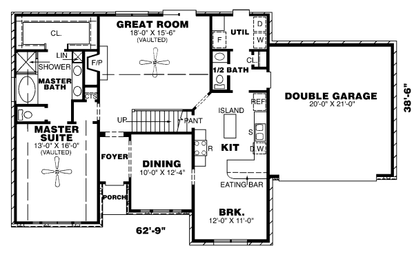 House Blueprint - European Floor Plan - Main Floor Plan #34-109