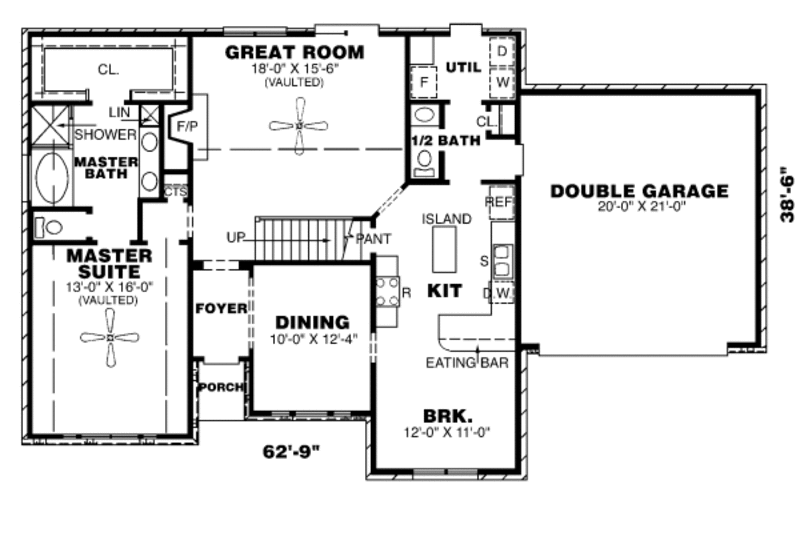 Architectural House Design - Floor Plan - Main Floor for European House Plan #34-109 - 3 bed, 2.5 bath