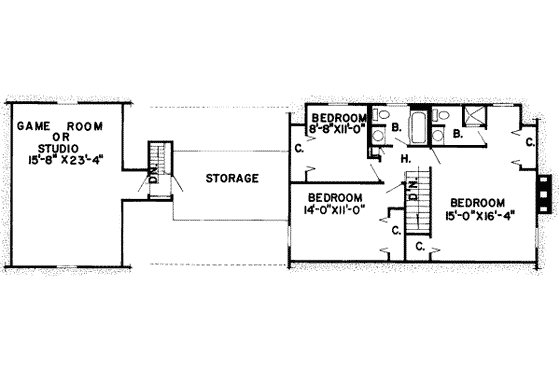 Floor Plan - Upper Floor for Farmhouse House Plan #312-477 - 3 bed, 2.5 bath