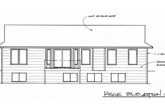Exterior - Rear Elevation for Traditional House Plan #58-193 - 3 bed, 2 bath