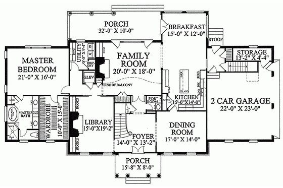 Floor Plan - Main Floor for Classical House Plan #137-158 - 4 bed, 3 bath