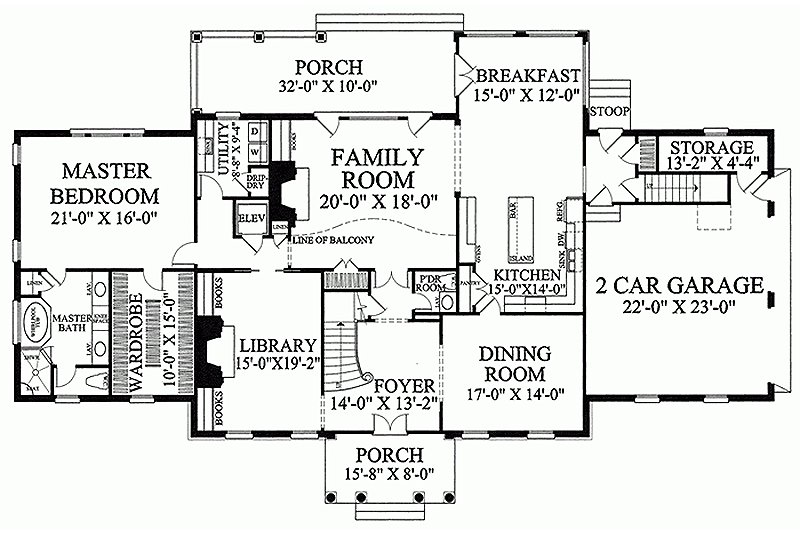 Architectural House Design - Floor Plan - Main Floor for Classical House Plan #137-158 - 4 bed, 3 bath