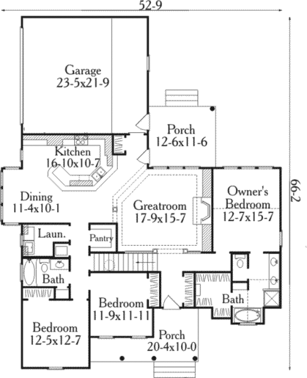 Home Plan - Southern Floor Plan - Main Floor Plan #406-206