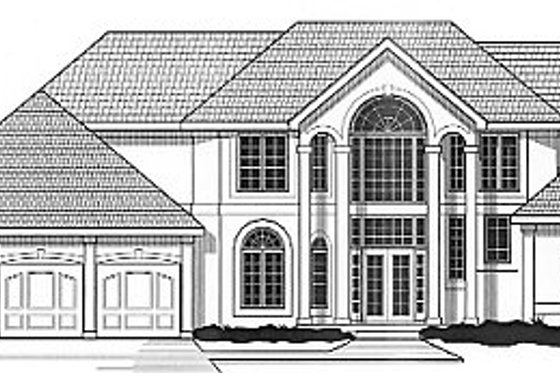 Exterior - Front Elevation for European House Plan #67-418 - 4 bed, 3.5 bath