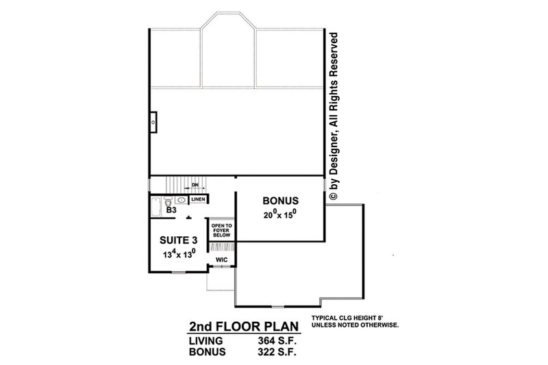 Home Plan - Floor Plan - Upper Floor for Traditional House Plan #20-2266 - 3 bed, 3 bath