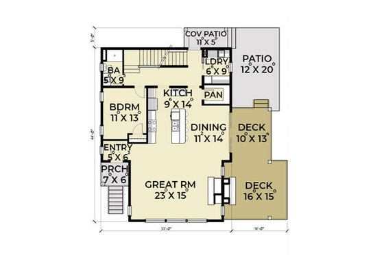 Floor Plan - Main Floor for Contemporary House Plan #1070-7 - 3 bed, 3 bath