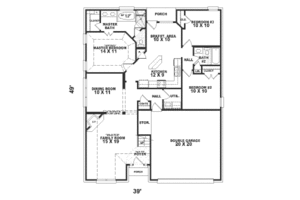 Floor Plan - Main Floor for Southern House Plan #81-234 - 3 bed, 2 bath