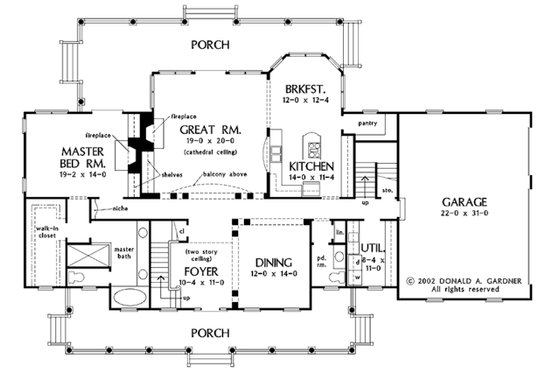 Floor Plan - Main Floor for Country House Plan #929-44 - 4 bed, 3.5 bath