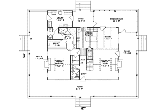 Floor Plan - Main Floor for Country House Plan #81-262 - 3 bed, 2.5 bath