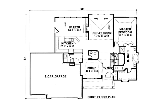 Floor Plan - Main Floor for Traditional House Plan #67-184 - 4 bed, 4 bath