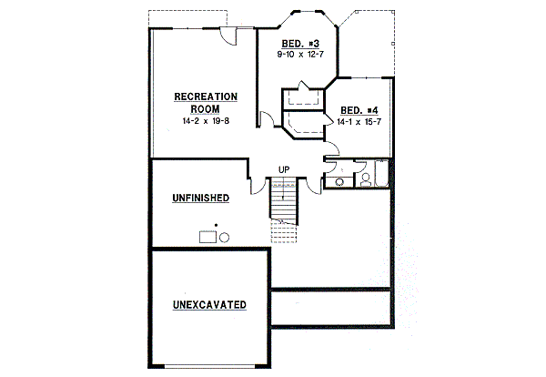 Traditional Floor Plan - Lower Floor Plan #67-320