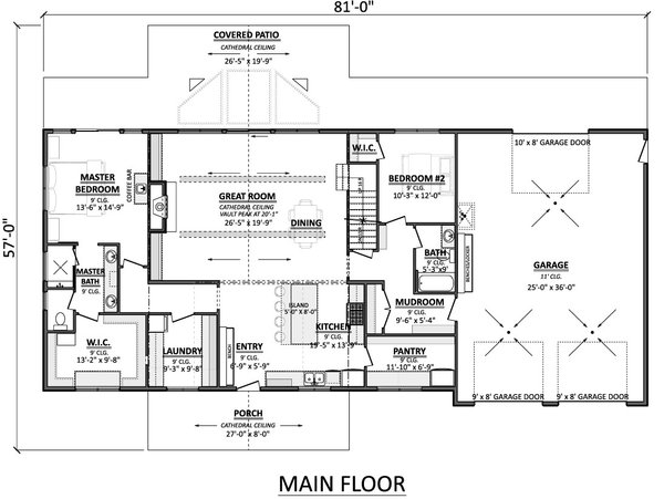 Dream House Plan - Floor Plan - Main Floor for Country House Plan #1089-60 - 2 bed, 2 bath