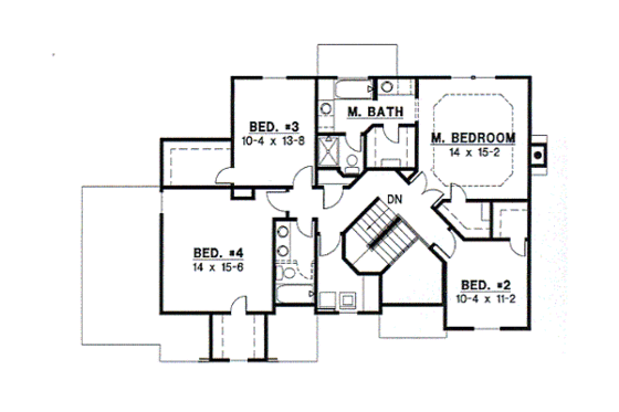 Floor Plan - Upper Floor for Traditional House Plan #67-499 - 4 bed, 2.5 bath