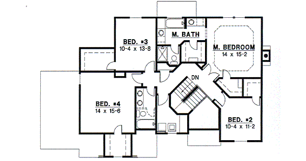 Traditional Floor Plan - Upper Floor Plan #67-499